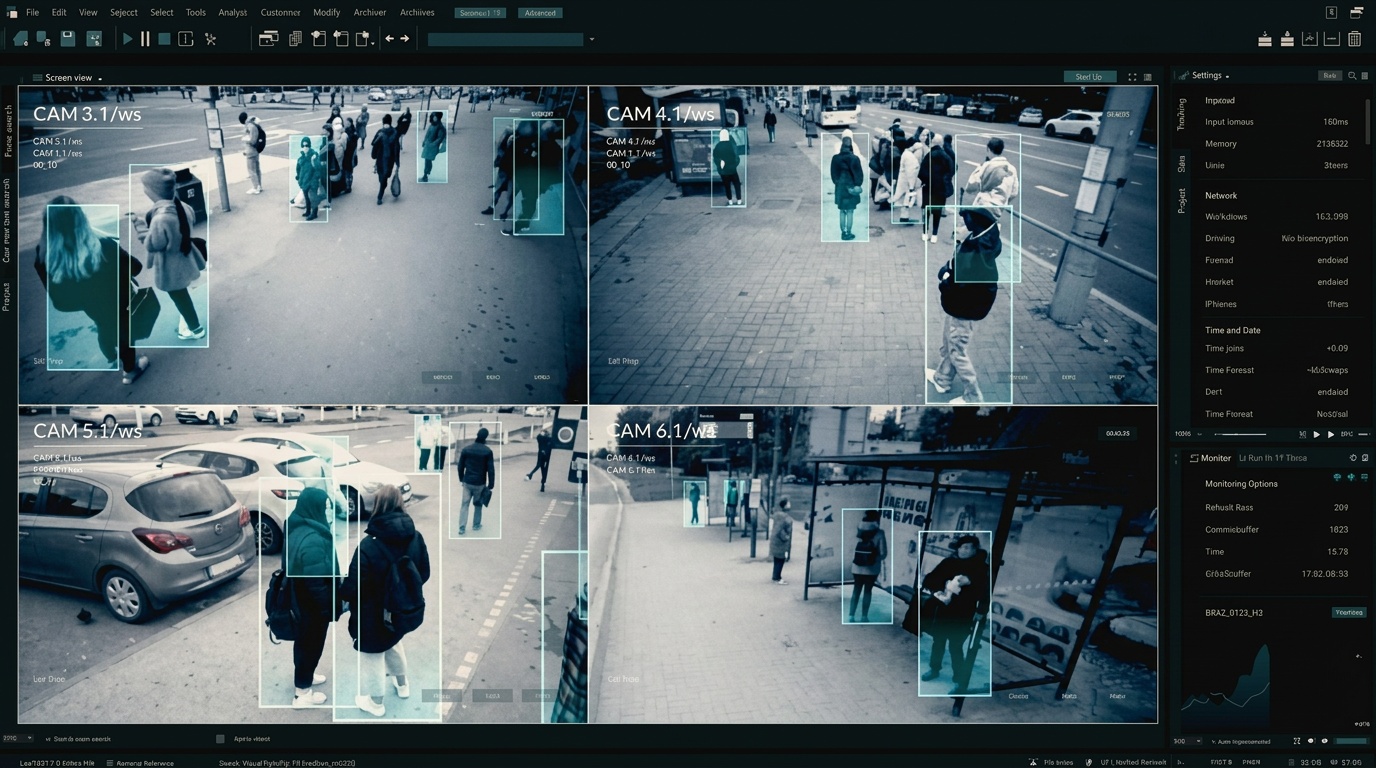A wall of camera monitors