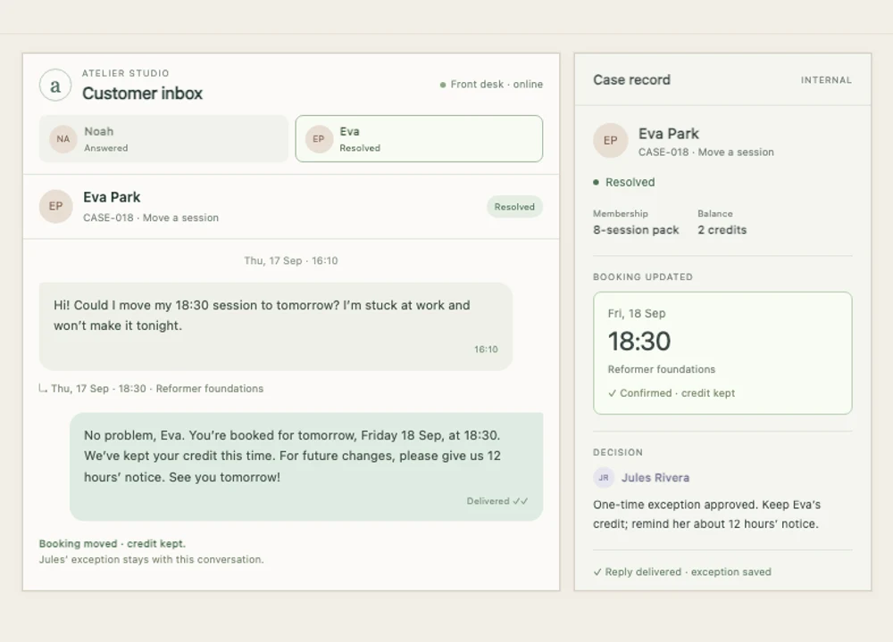 Messaging front desk scene preview
